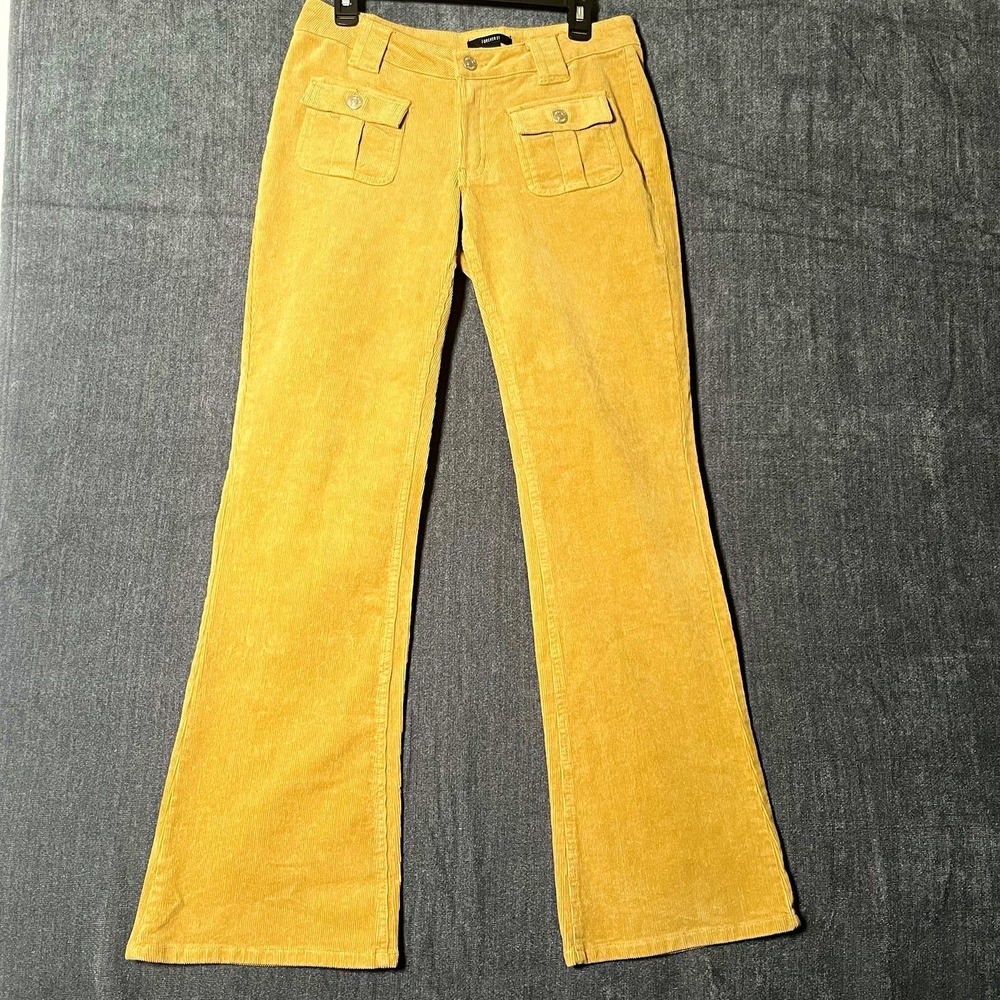 Forever 21 Womens Beige Corduroy Bootcut Pants Regular Fit Pockets Size L